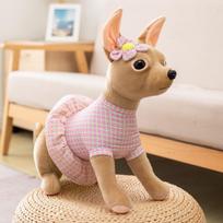 Chihuahua/Labrador/Bulldog/Pomeranian Puppy Stuffed Shar Pei Dog Plush Toy Cute Simulation Pets Soft Baby Dolls Gifts For Kids 30-35cm beige
