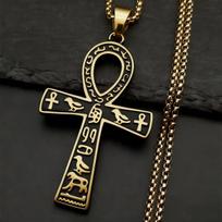 Vintage Stainless Steel Anka Cross Pendant Necklace for Men Egyptian Mythological Jewelry Accessory Religion Gifts