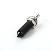 Hexagonal Pillar Glass Bullet Pendant Necklace rožinio kvarco spalva