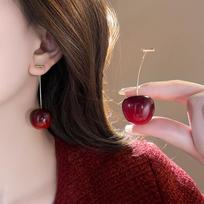 Luxurious Red Cherry Earrings for Women - 2026 Hot Style, Versatile, High-End Stud Design black