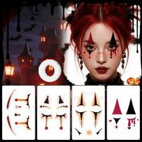 Make Up Joker Face Tattoo Sticker Waterproof Spider Web Tattoo Sticker  Halloween Set B-4 Sheets brown