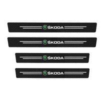 4Pcs Carbon Fiber Car Door Sill Protector Sticker Threshold Strip Accessories For Skoda Kodiaq Octavia Fabia Karoq Enyaq Kamiq xknw93 juoda