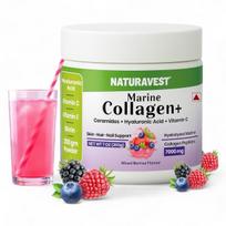 Naturavest Hydrolysed Marine Peptide Collagen Supplements 7000mg, Powder with Ceramide, Superfruit Extract, Vitamin C, Biotin, Hyaluronic Acid f