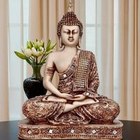 Meditating Sitting Buddha Statue, Home Decor, Showpiece Idol, Stone Color white
