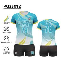Custom Design Your Own Sportswear Short Sleeve Volleyball Shirt Sublimation 100% Polyester Men And Women Volleyball Uniform Wv54 (as the picture,6XS) blue