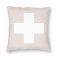 Swiss Cross Cream White Square Pillowcase Polyester Linen Velvet Printed Zip Decor Pillow Case Home Cushion Cover 30cmx30cm(12x12Inch)