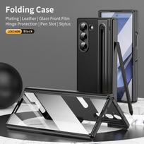 For Samsung Galaxy Z Fold 8 Ultra PU Leather Phone Case With Hinge Protection,Z Fold 7 Case With Front Screen Film Protector+Pen For Samsung Z Fold 8 black