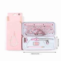 8-Pieces Math Geometry Kit Student Supplies Includes Rulers, Protractor, Compass, Pencil, Eraser Engineering Drawings Set white