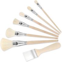 Goat Hair Mop Brush Wood Color Paint Brushes 7 Pieces Versatile Blending Brush  For Watercolor