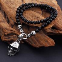 Punk Rock Stainless Steel Skull Men's Necklaces & Pendants 47/60/75CM Long Black Non-Mainstream Necklace Jewelry for Men Women 50CM brown