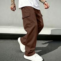 Men's Casual Cargo Pants with Elastic Waistband and Drawstring Straight Leg Joggers L kava