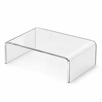 Skaidrus akrilinis U formos monitoriaus stovas su laikymo lentyna stalo tvarkymui 20x10x5 cm 5 mm 25x10x5 cm 5 mm white