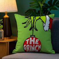 Christmas T-The G-GrinC-chs-S Pillow Case Plush Fabric Soft Double Sided Print Sofa Cushion Cover Throw Pillow Covers 12x12Inch green