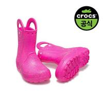 Crocs Official Kids Handleit Glitter Rain Boots K Pcr PINK CRUSH(Z6TW)/J1 pink
