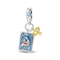 100%Stering Copper Tarot Cards Charms The Emperor'S Holy Grail Pendant Fit 3Mm Original Bracelet Diy For Women Jewelry gray