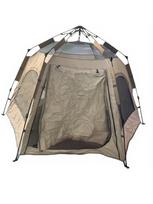 Hexagonal Quick-Open Outdoor Camping Tent: Large, Portable, Rainproof, Sun-Protected with Vestibule and Pole 3-5 Person chaki
