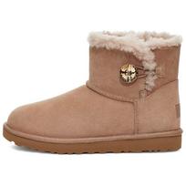 UGG Bailey Mini Button Gold Bling Thermal Comfortable Short Snow Boots Women's Chestnut 1118998-ARGL 36 brown