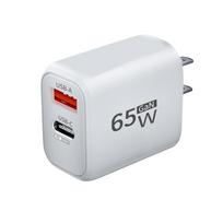 PD 65W GaN ES/JAV kištukas USB įkroviklis 2 viename Dvigubi prievadai USB Type-C Greitas įkrovimas Sieninis įkroviklis Nešiojamas Greito įkrovimo Maitinimo adapteris