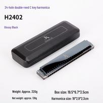 Jiade Rui 24-Hole Diatonic Harmonica in C Key with Phosphor Bronze Reeds and Stainless Steel Mirror Finish for Children and Adults gray