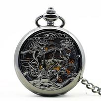 PJX1147 NEW Vintage Charm Mechanical Pocket Watch Personalised Unisex Retro Hollow Skeleton Hand Wind Fob Watch Montre A Gousset gray
