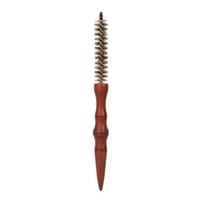 Small Boar Bristle Round Brush Men Women Handle Natural Bristles with Wooden Short Thin Hair M brown
