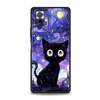 Phone Case For Xiaomi Redmi Note 14 13 12 5G 11 10 Pro Plus 4G 9S 9 14C 13C 12C 10C 9C 9A Cover Artistic Black Cat Starry Night Redmi Note 14 5G blue
