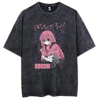 New Arrival Bocchi the Rock LIVE STAGE Anime Washed Vintage Short-Sleeve T-Shirt American High-Street Style Cotton T-Shirt - VT2388 S