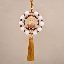 Boxwood Buddha Statue Charm Solid Wood Automotive Decor New Fengshui Pendant  Vehicle Enhancement geltona