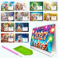 SONGWOO 2027 Standing Desk Calendar DIY Diamond Art Painting Monthly Flip Desktop Calendar Kit (as the picture,19*17*3cm) blue
