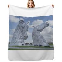 The Kelpies, Helix Park, Falkirk, Scotland, the Kelpies are the largest equine sculptures in world Throw Blanket Size: 75*100cm, Weight: 230 GSM gray