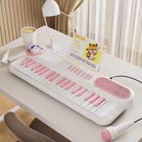37 Key Children Electronic Keyboard With Microphone Baby Montessori Educational Toy Musical Instrument Kids Paly Music Piano Toy gray