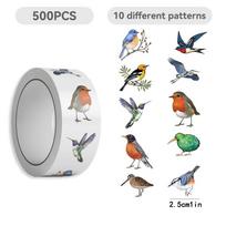 500Pcsroll Bird Pattern Stickers For Luggage Notebook Phone Decoration Decals gray