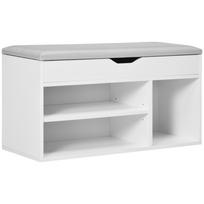 Shoe furniture Shoe bench 2 Levels Storage, Niche + integrated Chest with Cushion White 80 x 30 x 43 cm