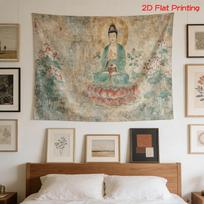 Large Buddha Tapestry Wall Hanging Spiritual Asian Zen Decor Boho Buddhist Meditation Art Print Canvas Wall Decor 100X70CM gray