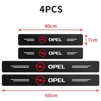4Pcs/set Carbon Fiber Car Door Sill Threshold Protector Logo Stickers For Opel Opc Astra K Vivaro Corsa Zafira Insignia Mokka Su0
