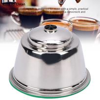 Reusable Coffee Capsule Fit for Dolce Gusto Machine Stainless Steel Silicone Refillable Coffee Filter Pod with Tamper Brush Spoon black