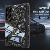 Samsung Z Fold8 Ultra Foldable Snap-Button Protective Case with Marble Design and Metal Shaft Bracket gray