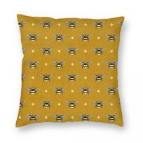 Bumblebees On Mustard Gold Square Pillowcase Polyester Linen Velvet Creative Zip Decor Pillow Case Sofa Cushion Cover 30cmx30cm(12x12Inch) beige