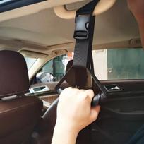 Ergonomiška automobilio durų rankenos pagalba senjorams ir neįgaliesiems - Reguliuojama nailoninė rankena su saugiu užsegimu, Interjero saugos aksesuaras gray