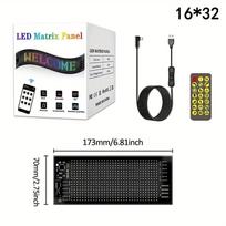 Automobilio LED ekranas, lankstus RGB akių ženklas su programėle ir nuotolinio valdymo pulteliu, „Bluetooth“ programuojamas automobilio galinio lango ekranas transporto priemonės dekoravimui 16*32 white
