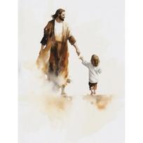 Jėzus ir vaikas Kristus su berniuku Jėzumi Portretas Kristus Darželis Akvarelės Plakatas Drobės tapyba Sienos paveikslai Namų dekoras 21cm×30cm NoFrame brown