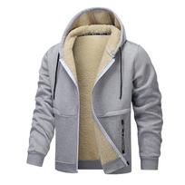 Men's Lamb Wool Hoodie Cardigan - Cross-Season, Thick, Casual, European Fit 3XL