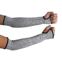 Pair Breathable Cut Resistant Sleeves With Thumb Hole For Work Preventing Stab gray