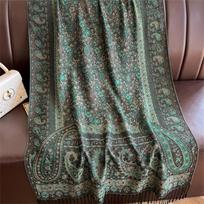 Bohemiškas Rudens Žakardinis Kašmyro Pashmina Šalikas Moterims Su Peizlių Gėlių Raštu Šilta Stora Antklodė Šalikas 70x180 cm blue