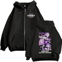 Demon Hunters K-pop Film Zipper Hoodie Men Women Harajuku Long Sleeve Fashion Oversized Jacket Zip Up Sweatshirt Streetwear XS