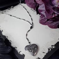 Y2k Gothic Cross Heart Wings Gothic Necklace Victorian Vampire gray