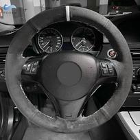 Automobilio vairo zomšinės odinės dangos apdaila, skirta BMW M Sport 1 3 serijai E81 E82 E87 E88 M3 E90 E92 E93 2008-2013 X1 E84 2011 m. A customize gray