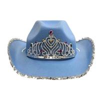 Jeweled Hat Heavy Crystal Cowboy Hats for Women Dancer Comedian 1 mėlyna