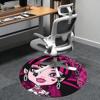 Monster High, Draculaura Kėdės kilimėlis Apvalus kilimas Biuro kilimas, Skalbiamas mašinoje, Neslystantis, Tinka svetainėms, Miegamiesiems 80cm gray