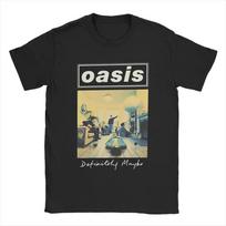 Casual O-Oasis Rock 90's Band T-Shirt Men Women Round Neck Cotton T Shirt British Music Albums Short Sleeve Tees 3XL Merchandise L beige